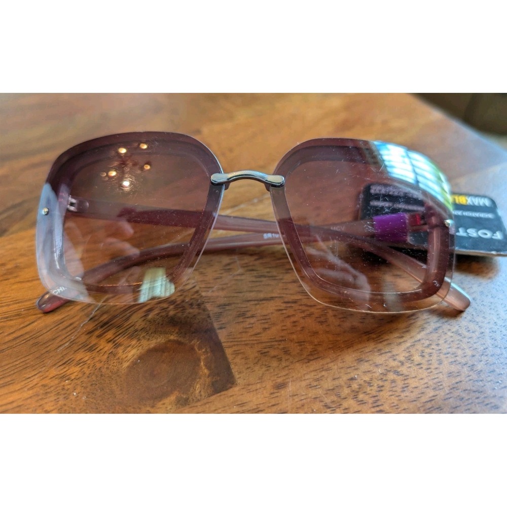 Foster Grant Women's Max Block Purple Brown Oversized Sunglasses 100% UVA/B NWT